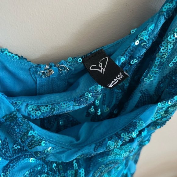 Windsor Maeve Blue Sequin Wrap Mini Dress - Picture 8 of 11